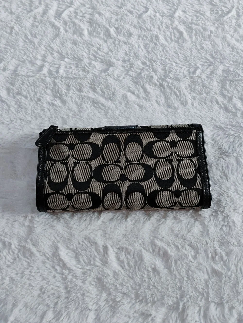 Coach Signature Canvas Checkbook Wallet